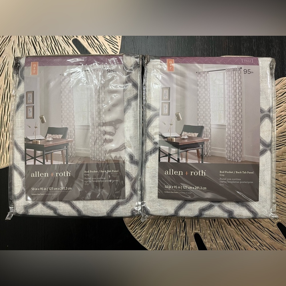2PK Allen+Roth 50x95-in Grey Light Filtering Back Tab Curtain Panels - Picture 8 of 10
